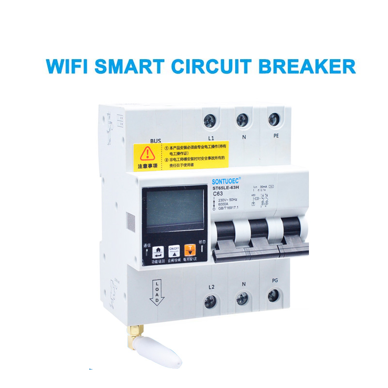 Wifi 4g tuya st65le-63h serye nga multi functional rcbo intelihenteng circuit breaker